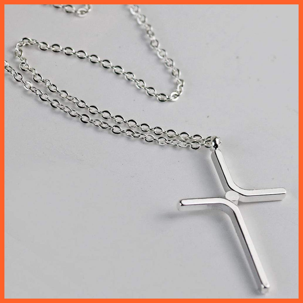 Cross Pendant With Titanium Steel Plating Necklace | Water Wave Chain Pendant Necklace | whatagift.com.au.