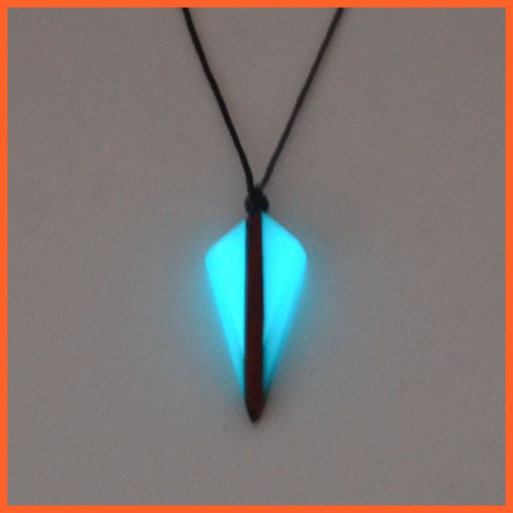whatagift.com.au Pendant Necklace A203051 Fashion Arrow Necklace Ancient Wood Resin Energy Jewelry Luminous Pendant