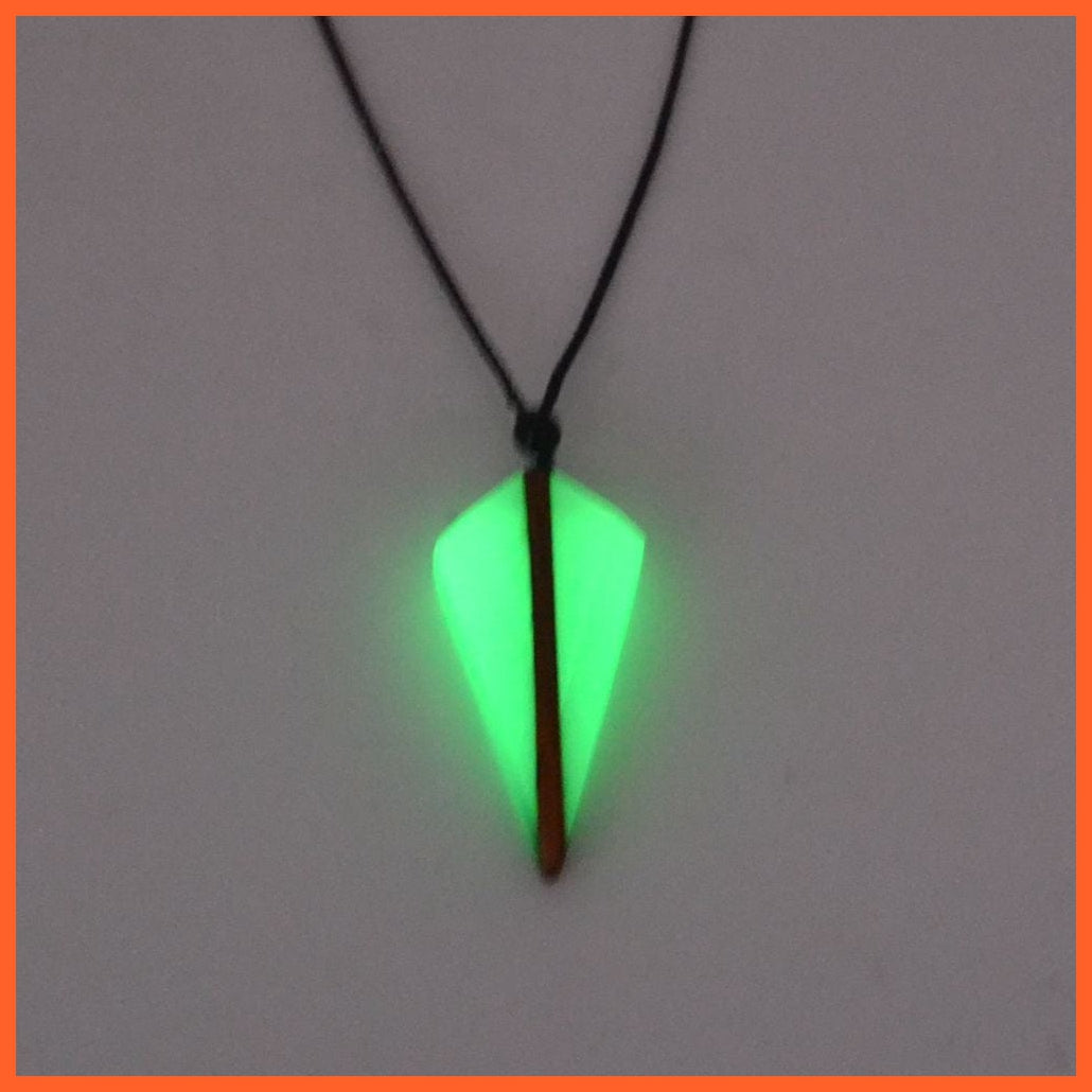 whatagift.com.au Pendant Necklace A203053 Fashion Arrow Necklace Ancient Wood Resin Energy Jewelry Luminous Pendant