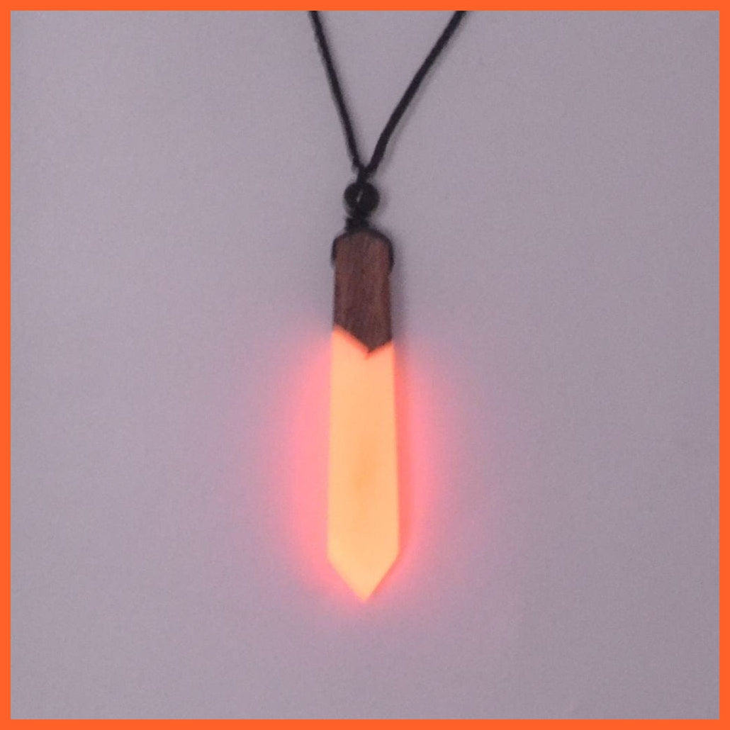 whatagift.com.au Pendant Necklace A203055 Fashion Arrow Necklace Ancient Wood Resin Energy Jewelry Luminous Pendant