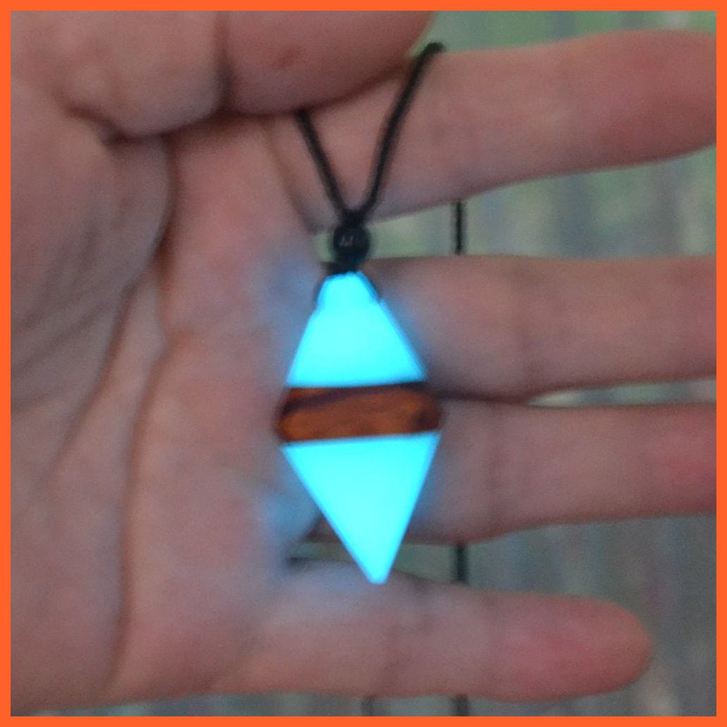 whatagift.com.au Pendant Necklace A2030562 Fashion Arrow Necklace Ancient Wood Resin Energy Jewelry Luminous Pendant