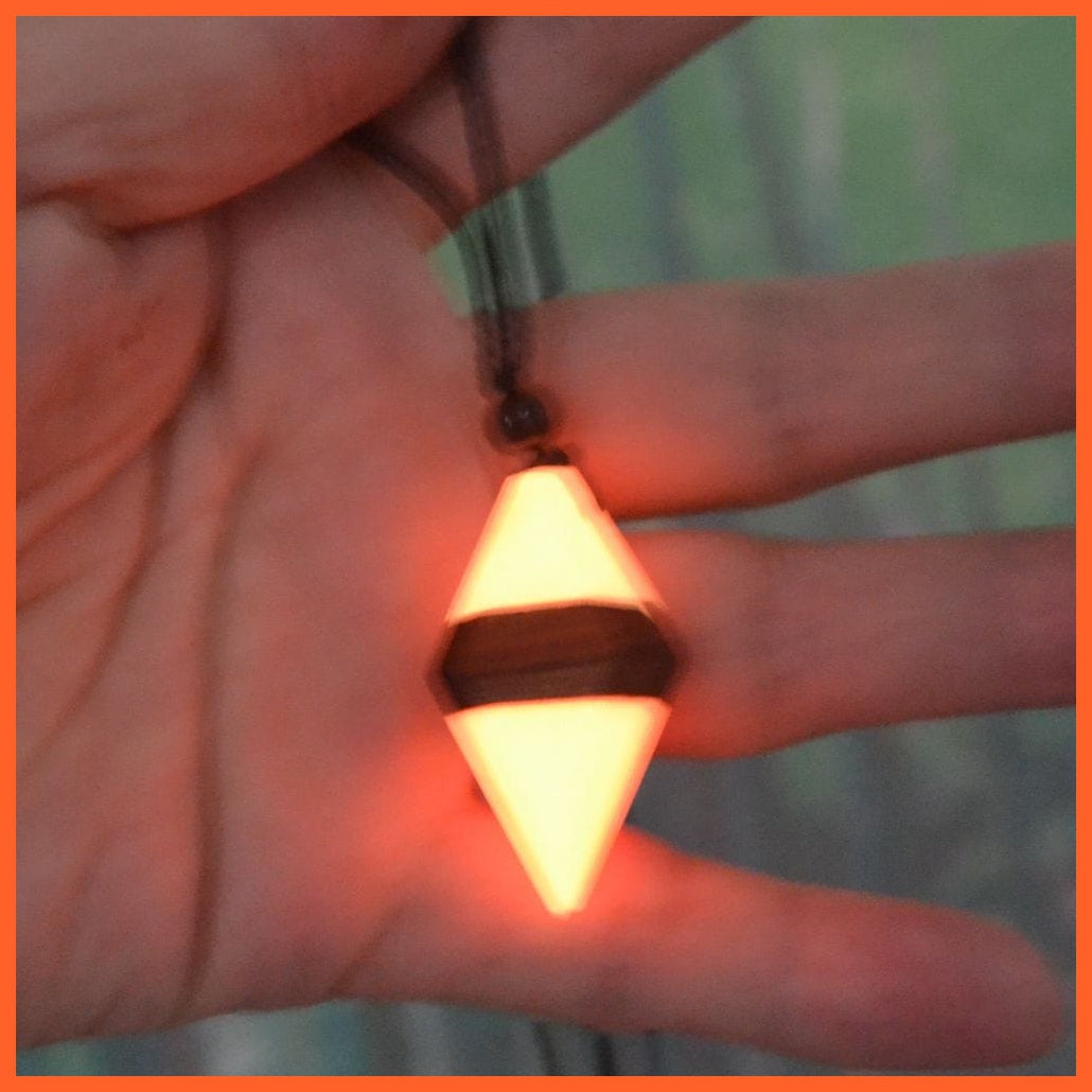 whatagift.com.au Pendant Necklace A2030564 Fashion Arrow Necklace Ancient Wood Resin Energy Jewelry Luminous Pendant