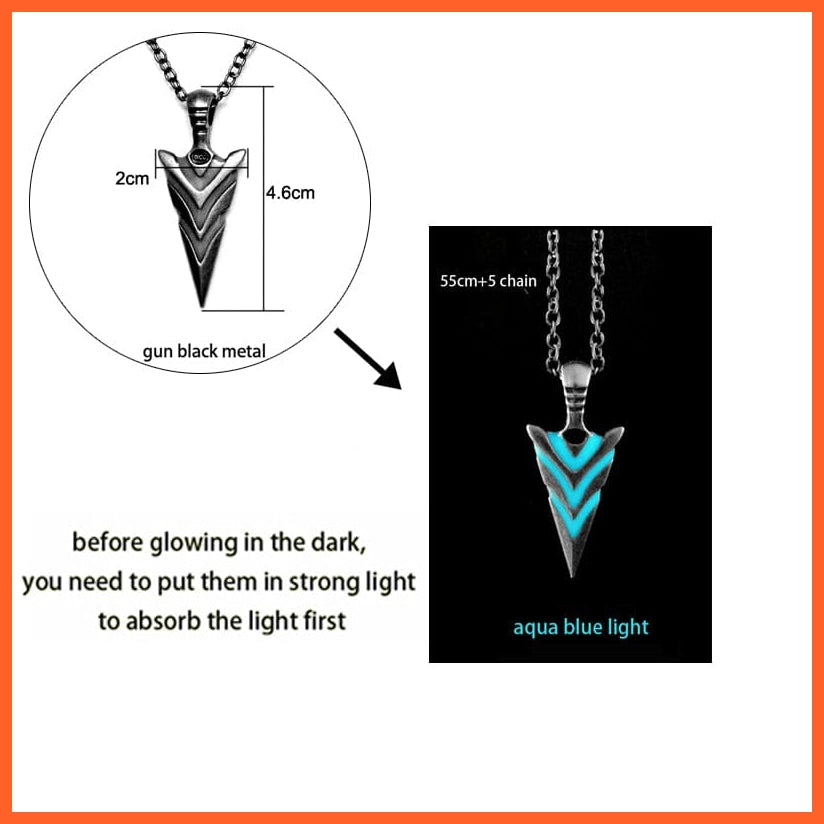whatagift.com.au Pendant Necklace Arrow Luminous Dragon Glowing Fluorescence Antique Silver Glow In The Dark Necklace