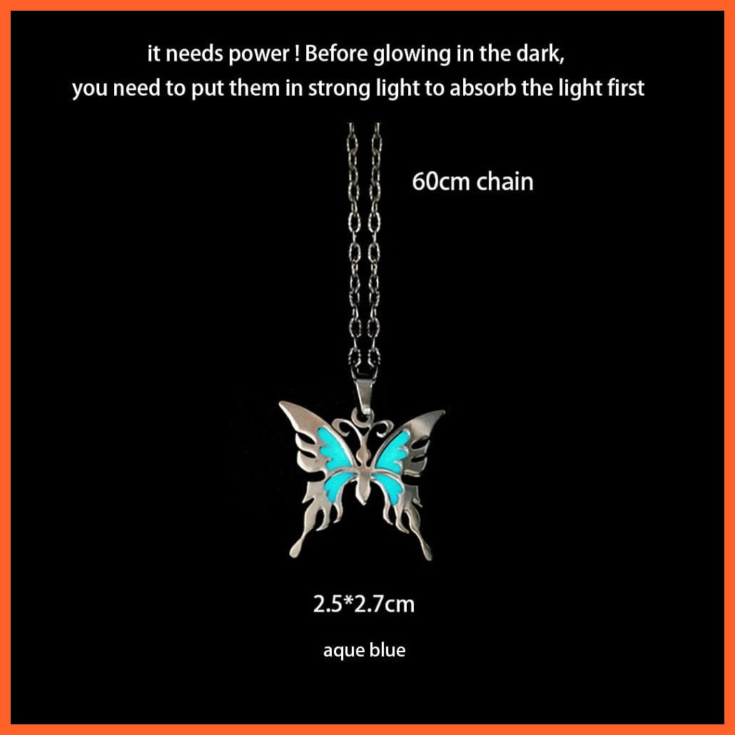 whatagift.com.au Pendant Necklace Butterfly Novel Luminous Glowing Butterfly Hexagram Glow In The Dark Necklace