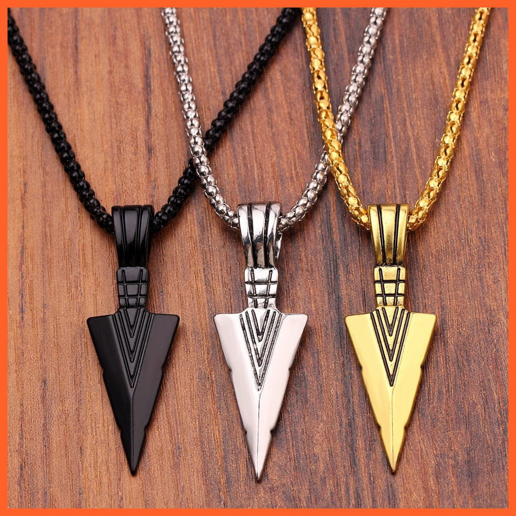 whatagift.com.au Pendant Necklace Fashion Black Gold Silver color Arrow Head Pendant Long Chain Necklaces