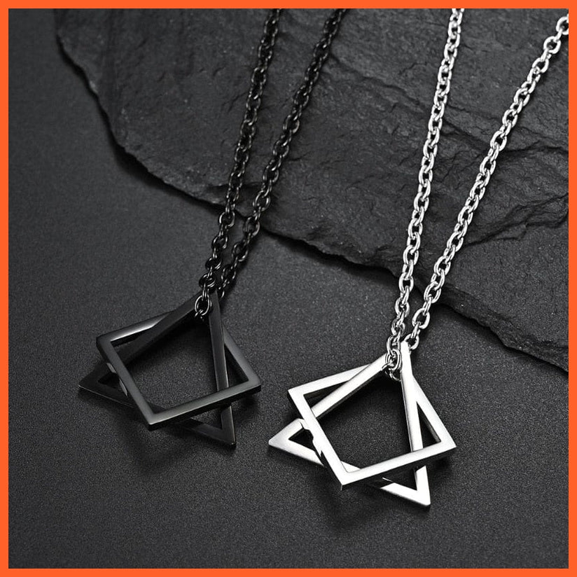whatagift.com.au Pendant Necklace Geometry Interlocking Square Triangle Pendant Stacking Necklace