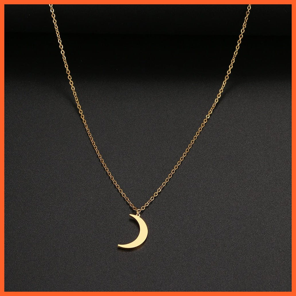 whatagift.com.au Pendant Necklace Gold Color / 45cm Stainless Steel Moon Chain Pendant Simplicity Necklace  Accessories