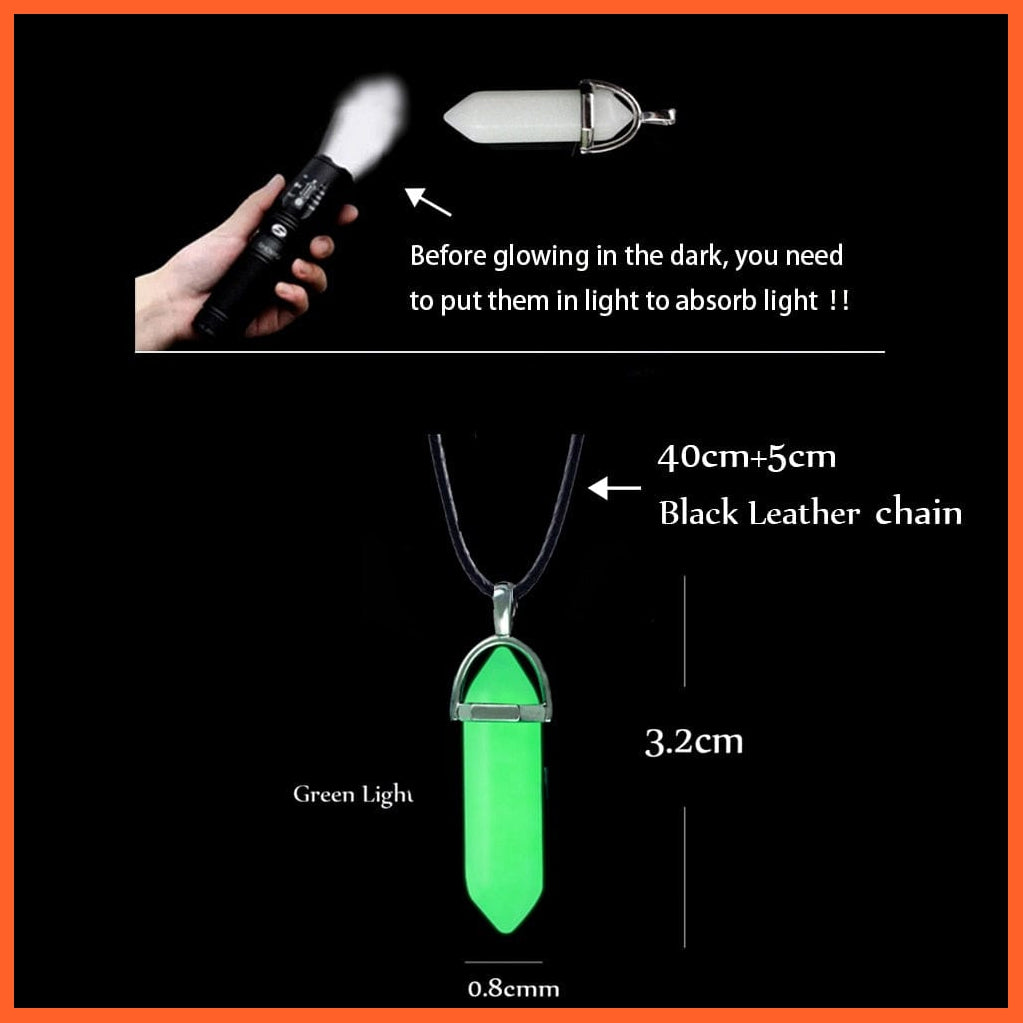 whatagift.com.au Pendant Necklace green Halloween Noctilucent Glowing Bullet Hexagonal Column Luminous Necklace