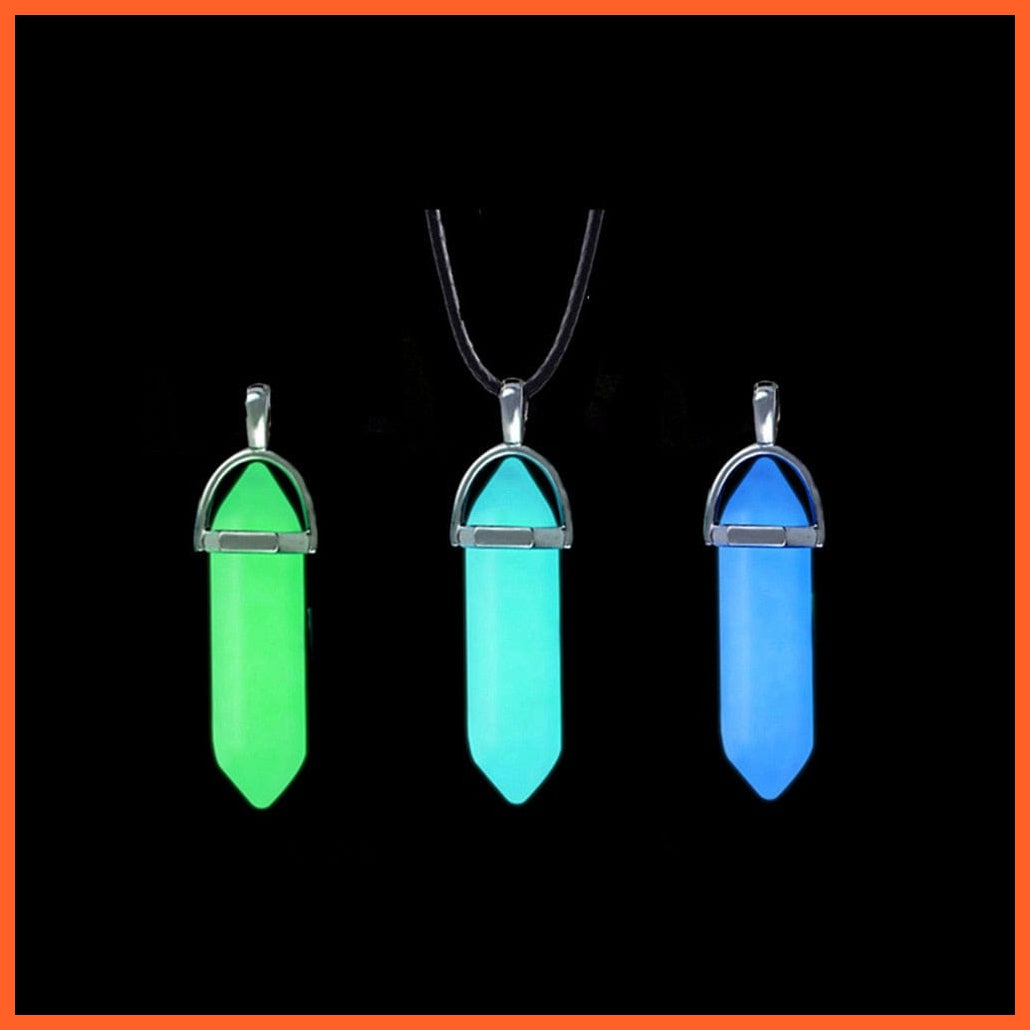 whatagift.com.au Pendant Necklace Halloween Noctilucent Glowing Bullet Hexagonal Column Luminous Necklace