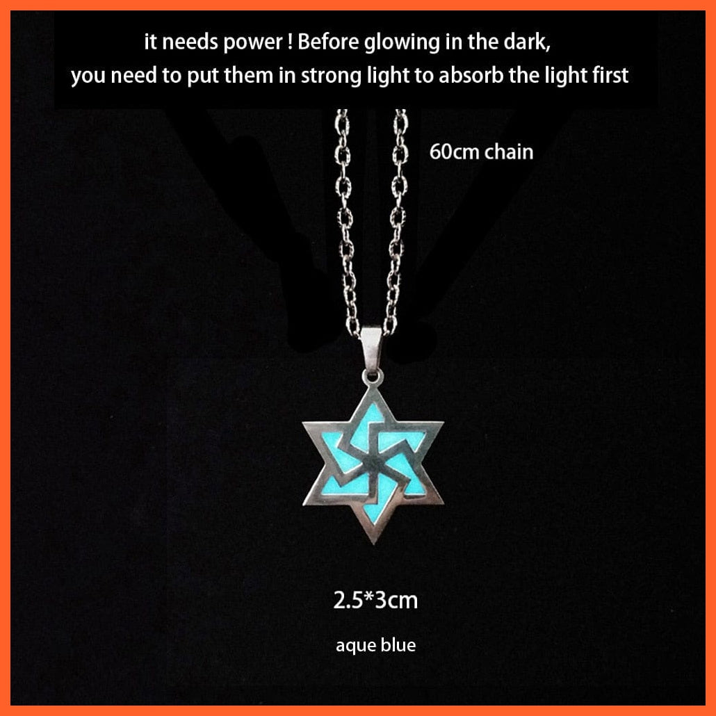 whatagift.com.au Pendant Necklace Hexagram Novel Luminous Glowing Butterfly Hexagram Glow In The Dark Necklace