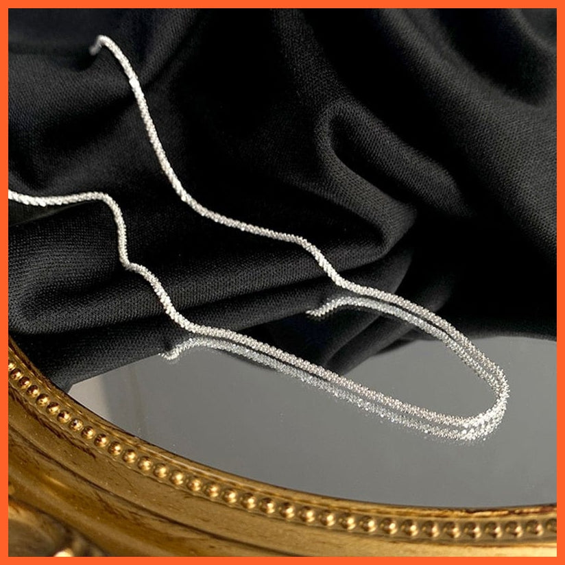 whatagift.com.au Pendant Necklace Imitation platinum / 45cm Women New 925 Sterling Silver Sparkling Clavicle Chain Choker Necklace Collar