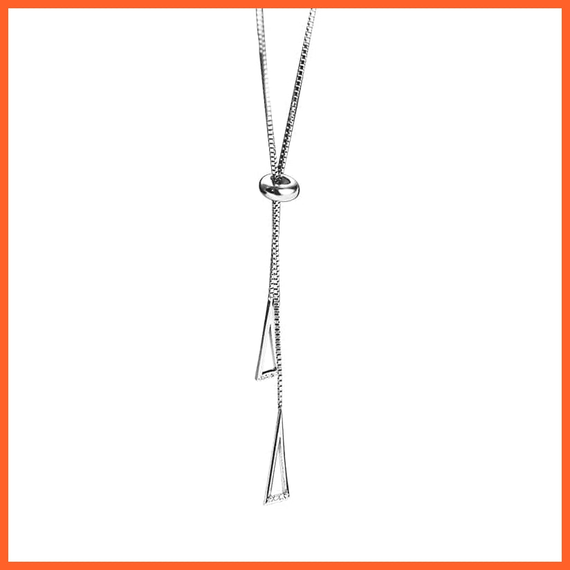 whatagift.com.au Pendant Necklace Imitation platinum / 55cm New 925 Sterling Silver Geometric Triangle Necklace Clavicle Rope chain