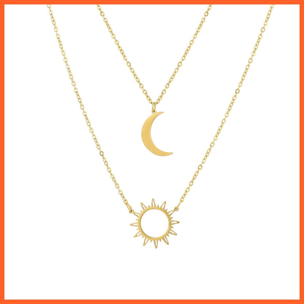 whatagift.com.au Pendant Necklace Layered Models Sun Flower Moon Necklace | Fashionable Exquisite Pendant Chain