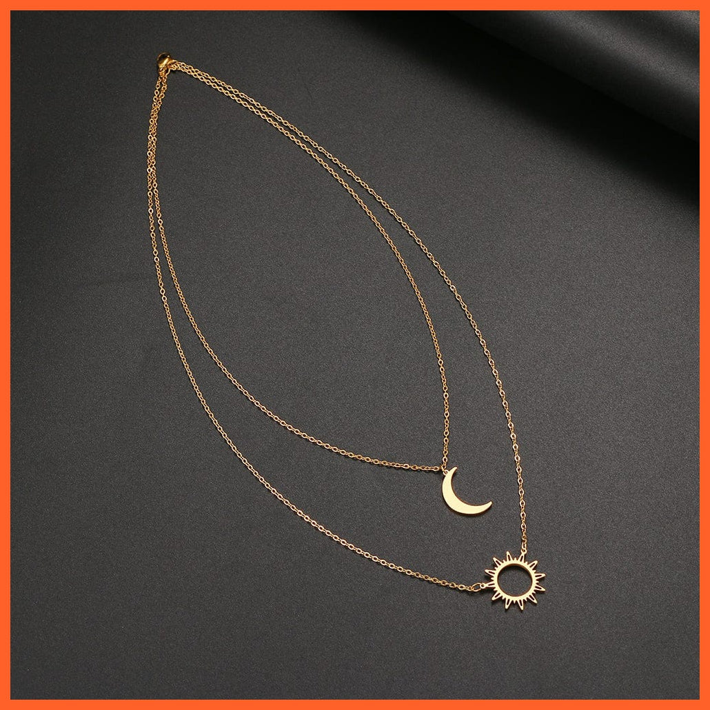whatagift.com.au Pendant Necklace Layered Models Sun Flower Moon Necklace | Fashionable Exquisite Pendant Chain