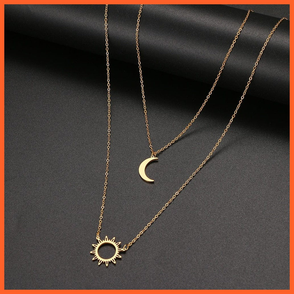 whatagift.com.au Pendant Necklace Layered Models Sun Flower Moon Necklace | Fashionable Exquisite Pendant Chain