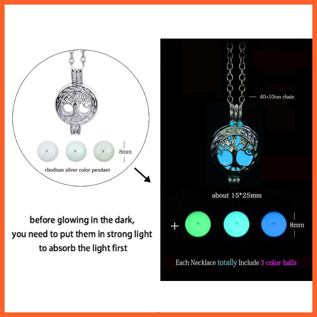 whatagift.com.au Pendant Necklace Locket Tree Luminous Dragon Glowing Fluorescence Antique Silver Glow In The Dark Necklace