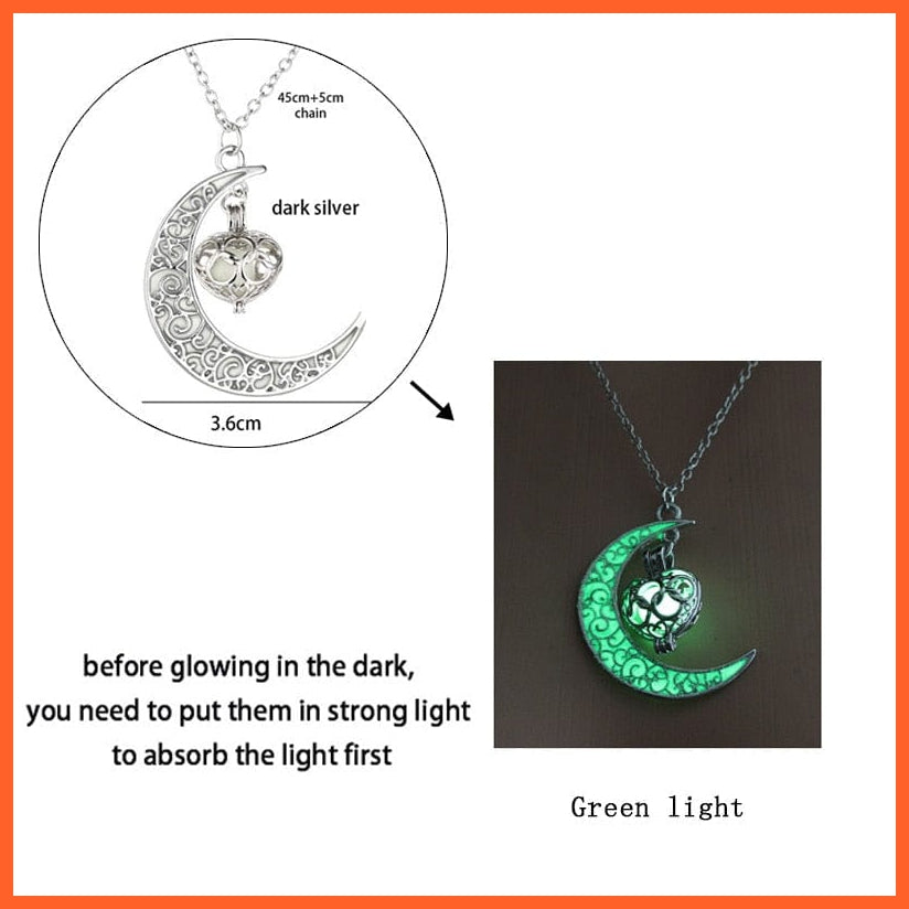 whatagift.com.au Pendant Necklace Luminous Dragon Glowing Fluorescence Antique Silver Glow In The Dark Necklace