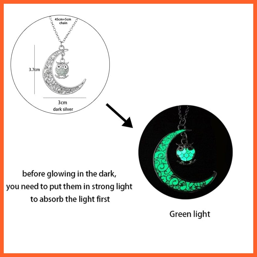 whatagift.com.au Pendant Necklace Luminous Dragon Glowing Fluorescence Antique Silver Glow In The Dark Necklace