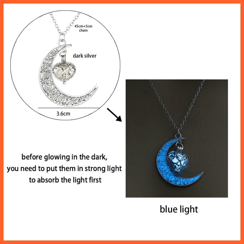whatagift.com.au Pendant Necklace Luminous Dragon Glowing Fluorescence Antique Silver Glow In The Dark Necklace