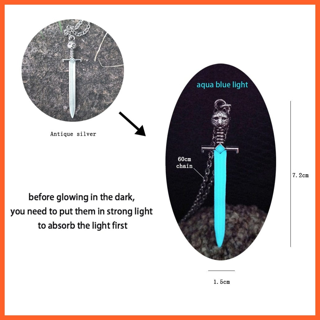 whatagift.com.au Pendant Necklace Luminous Dragon Glowing Fluorescence Antique Silver Glow In The Dark Necklace