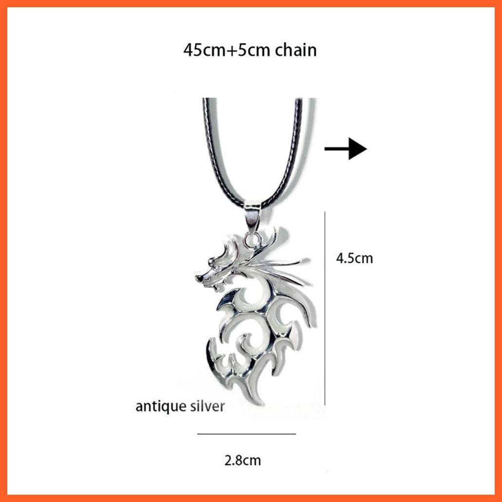 whatagift.com.au Pendant Necklace Luminous Dragon Glowing Fluorescence Antique Silver Glow In The Dark Necklace