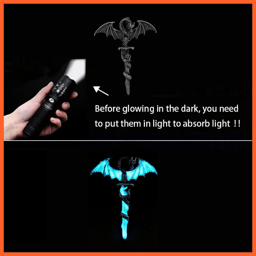 whatagift.com.au Pendant Necklace Luminous Necklace Fluorescence Glow In The Dark Sword Vintage Dragon Necklace
