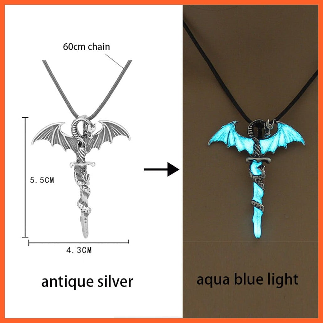 whatagift.com.au Pendant Necklace Luminous Necklace Fluorescence Glow In The Dark Sword Vintage Dragon Necklace