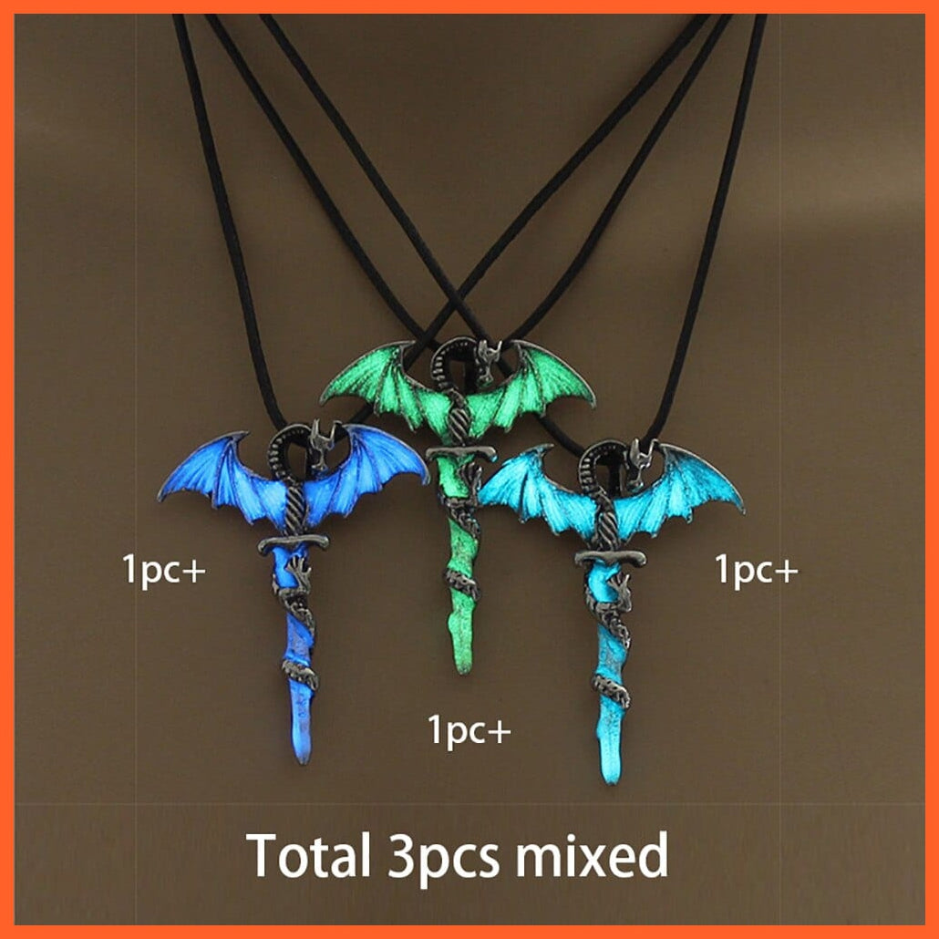 whatagift.com.au Pendant Necklace Luminous Necklace Fluorescence Glow In The Dark Sword Vintage Dragon Necklace
