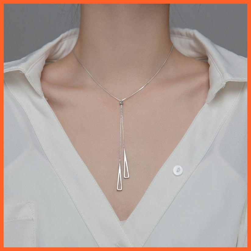 whatagift.com.au Pendant Necklace New 925 Sterling Silver Geometric Triangle Necklace Clavicle Rope chain