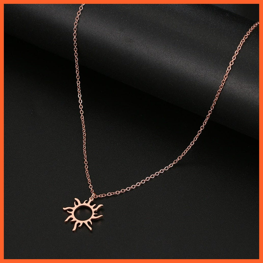 whatagift.com.au Pendant Necklace Rose gold / 45cm Stainless Steel Plated Ethnic Sun Totem Pendant Necklaces Charm Fashion Jewelry