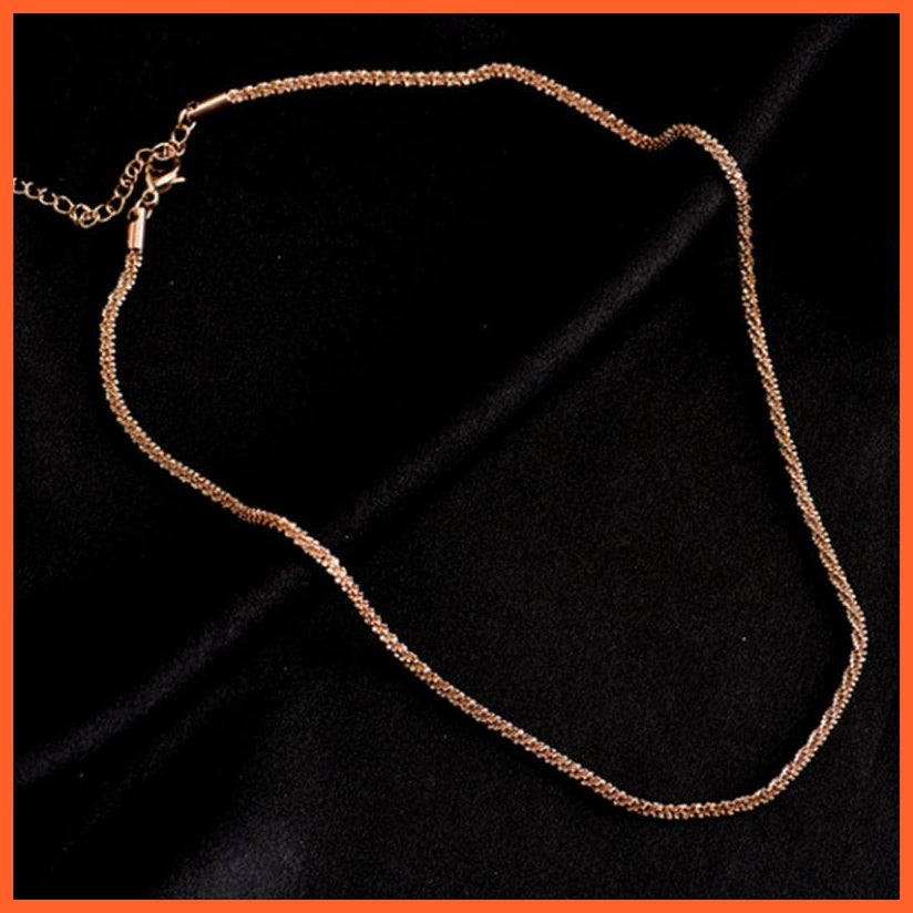 whatagift.com.au Pendant Necklace Rose gold / 45cm Women New 925 Sterling Silver Sparkling Clavicle Chain Choker Necklace Collar