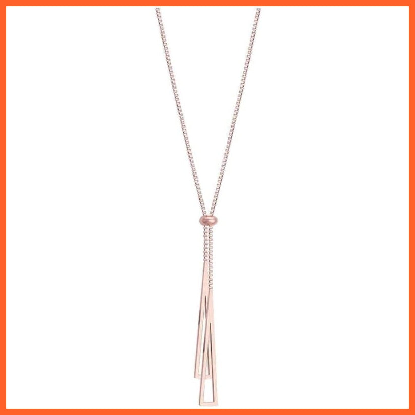 whatagift.com.au Pendant Necklace Rose gold / 55cm New 925 Sterling Silver Geometric Triangle Necklace Clavicle Rope chain
