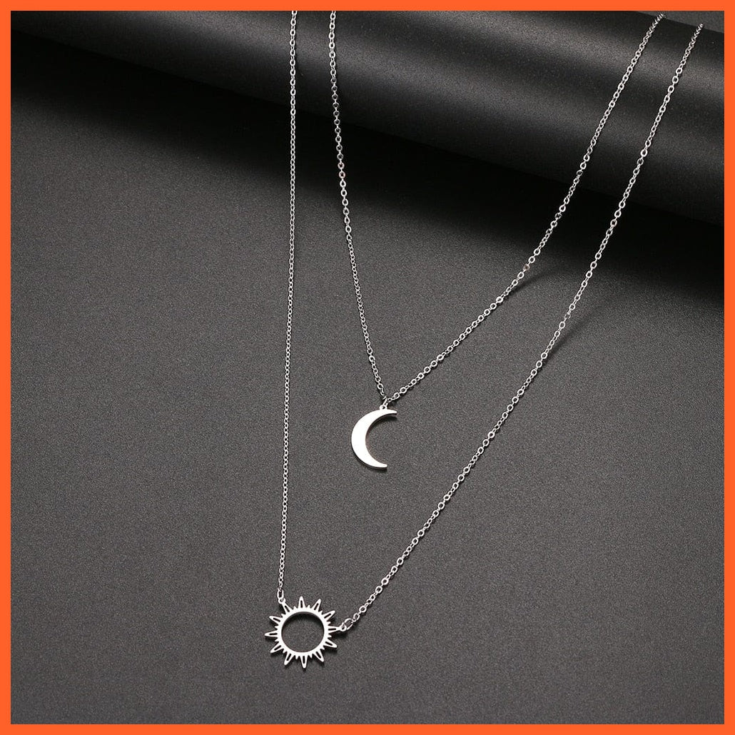 whatagift.com.au Pendant Necklace Silver / 50CM Layered Models Sun Flower Moon Necklace | Fashionable Exquisite Pendant Chain