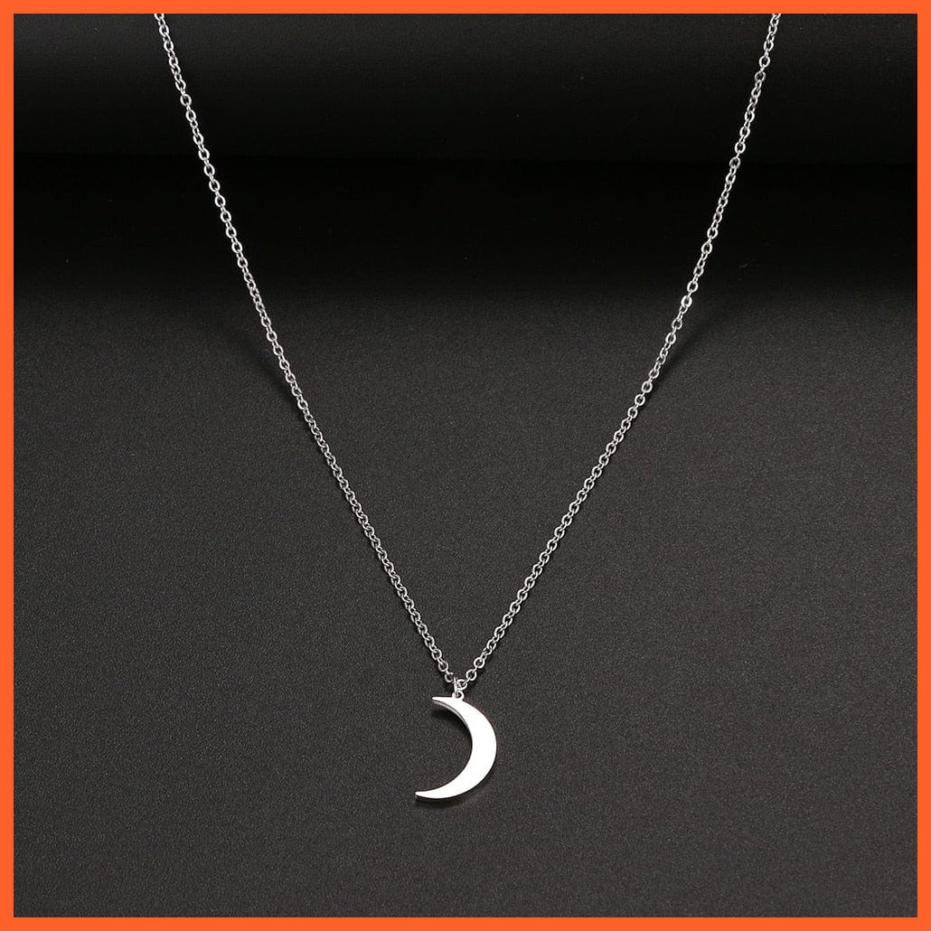 whatagift.com.au Pendant Necklace Silver Color / 45cm Stainless Steel Moon Chain Pendant Simplicity Necklace  Accessories