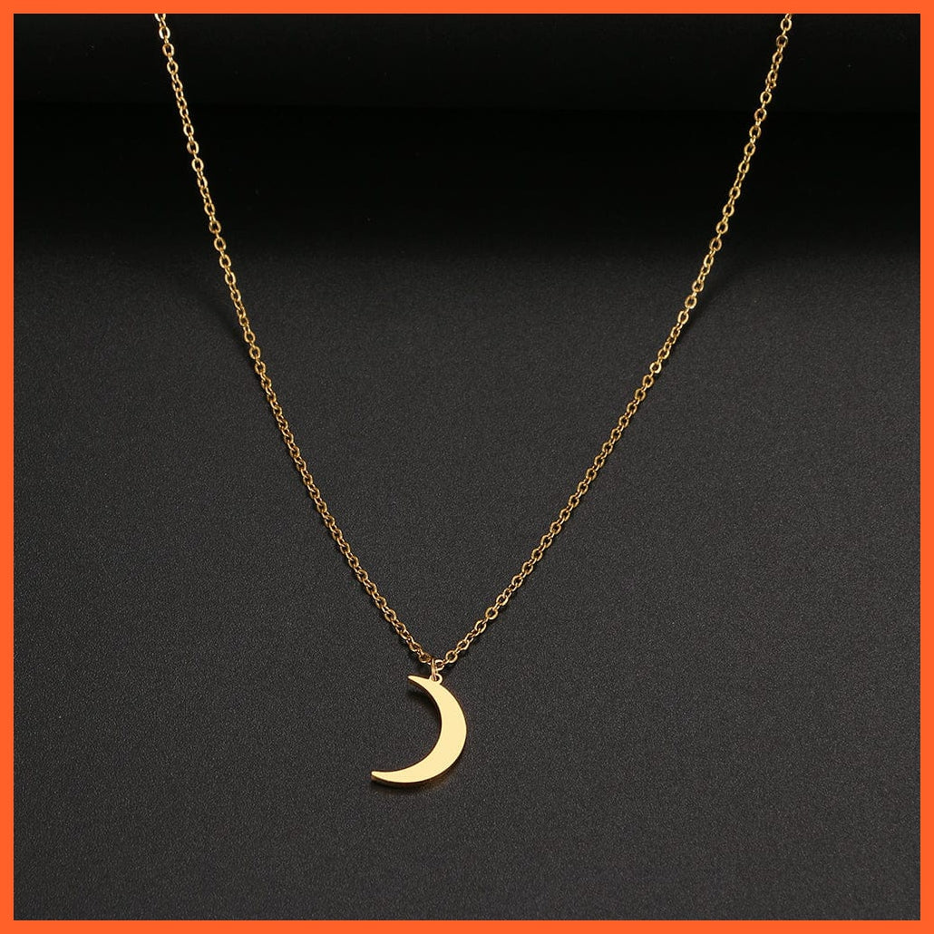 whatagift.com.au Pendant Necklace Stainless Steel Moon Chain Pendant Simplicity Necklace  Accessories