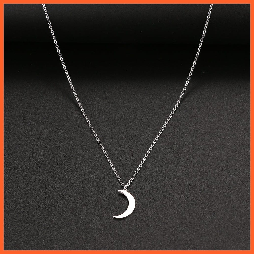 whatagift.com.au Pendant Necklace Stainless Steel Moon Chain Pendant Simplicity Necklace  Accessories