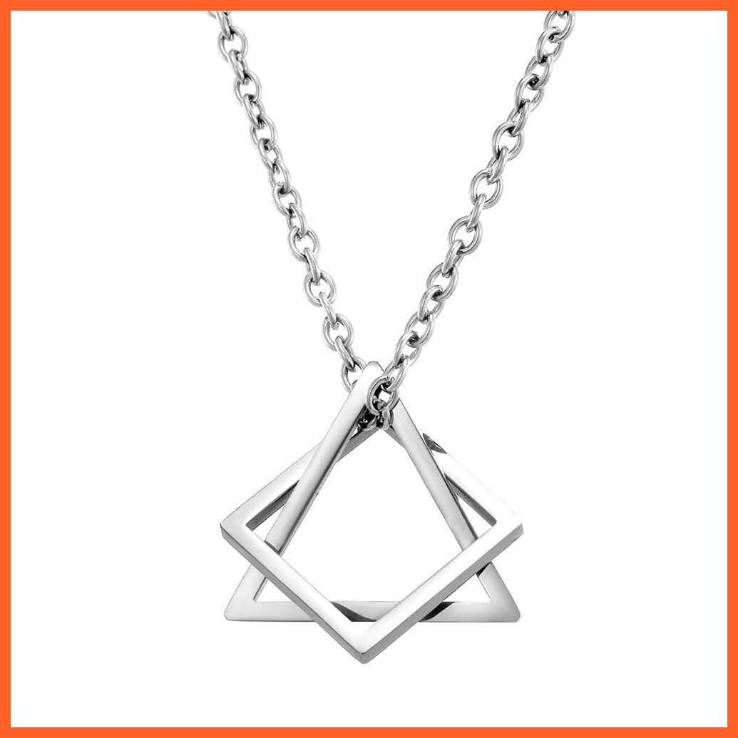 whatagift.com.au Pendant Necklace style 2 Geometry Interlocking Square Triangle Pendant Stacking Necklace