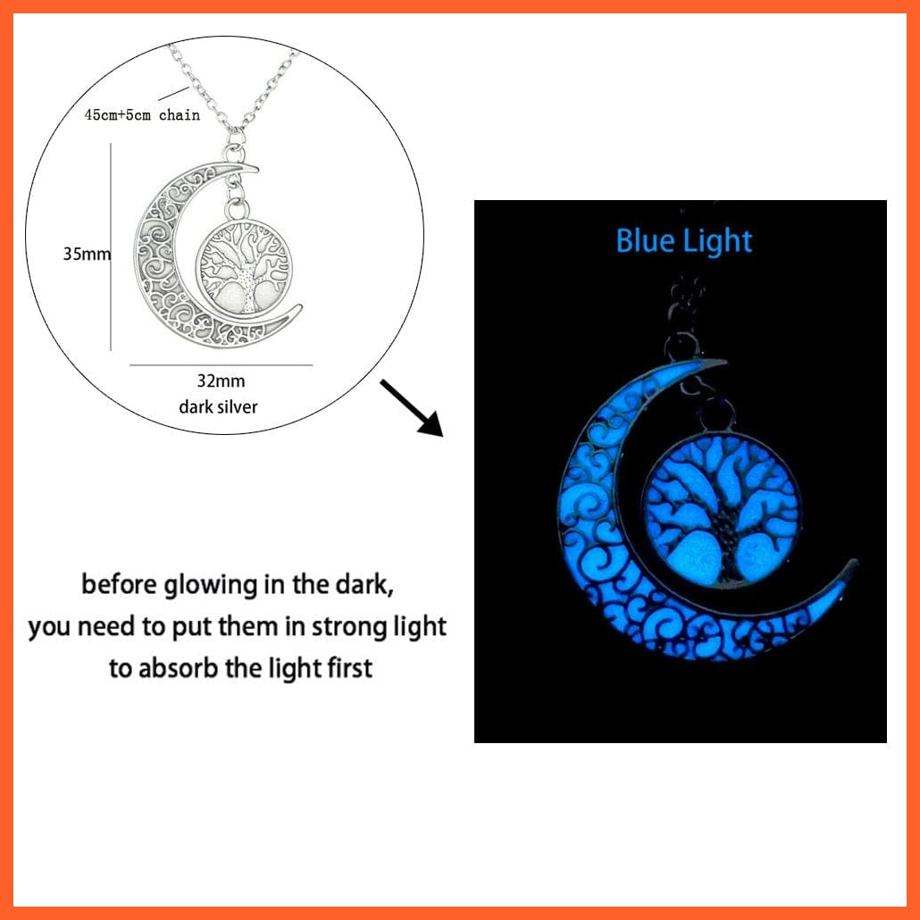 whatagift.com.au Pendant Necklace Tree Luminous Dragon Glowing Fluorescence Antique Silver Glow In The Dark Necklace