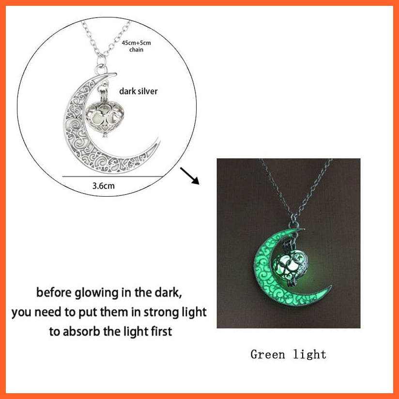 whatagift.com.au Pendant Necklace yg10a1 Luminous Dragon Glowing Fluorescence Antique Silver Glow In The Dark Necklace
