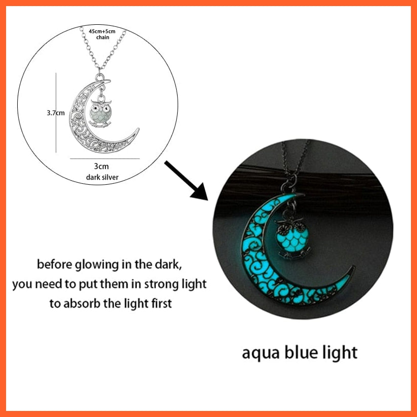 whatagift.com.au Pendant Necklace ygmty01AB Luminous Dragon Glowing Fluorescence Antique Silver Glow In The Dark Necklace