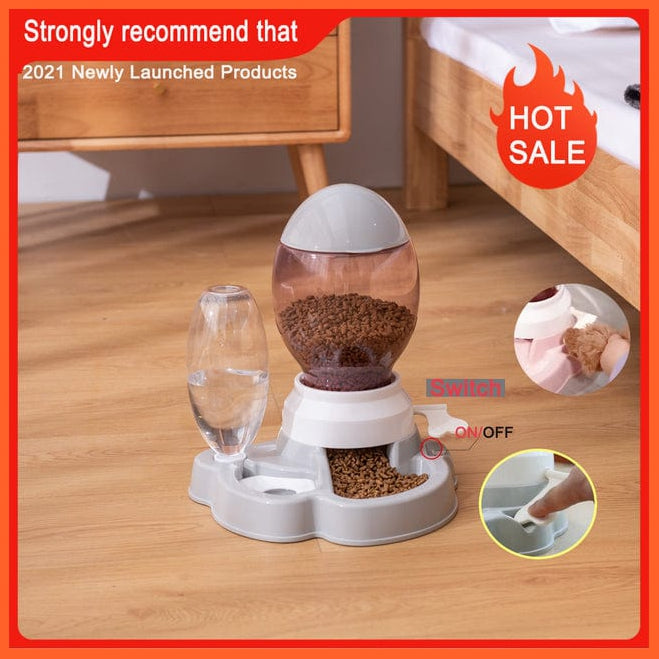 whatagift.com.au Pet Food Storage gray-2021 / China Pet Dog Cat Automatic Feeder Bowl 2.2L Drinking Water Kitten Feeding Bowls