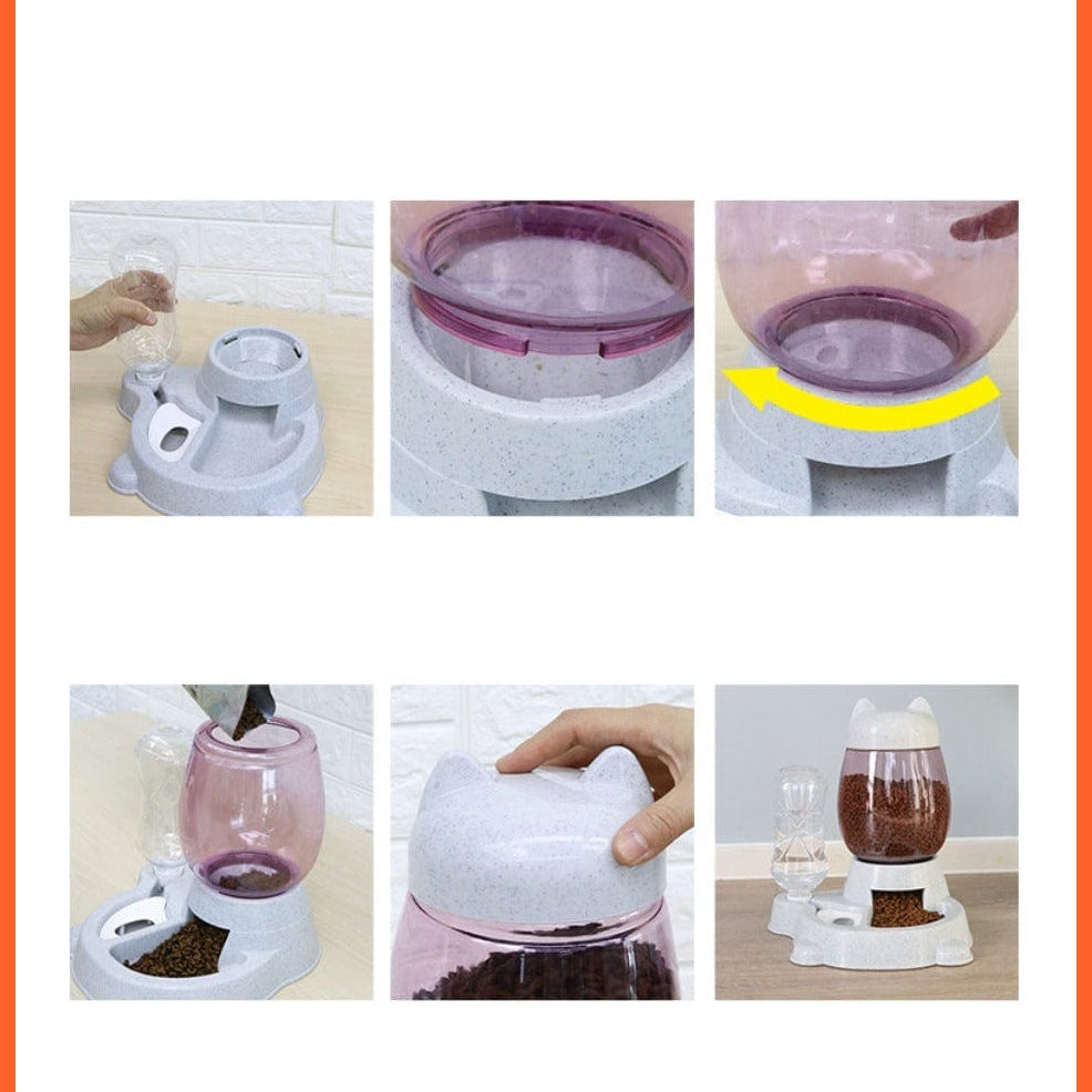 whatagift.com.au Pet Food Storage Pet Dog Cat Automatic Feeder Bowl 2.2L Drinking Water Kitten Feeding Bowls