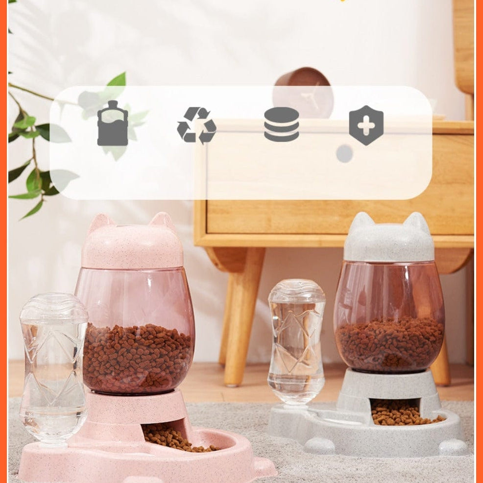 whatagift.com.au Pet Food Storage Pet Dog Cat Automatic Feeder Bowl 2.2L Drinking Water Kitten Feeding Bowls