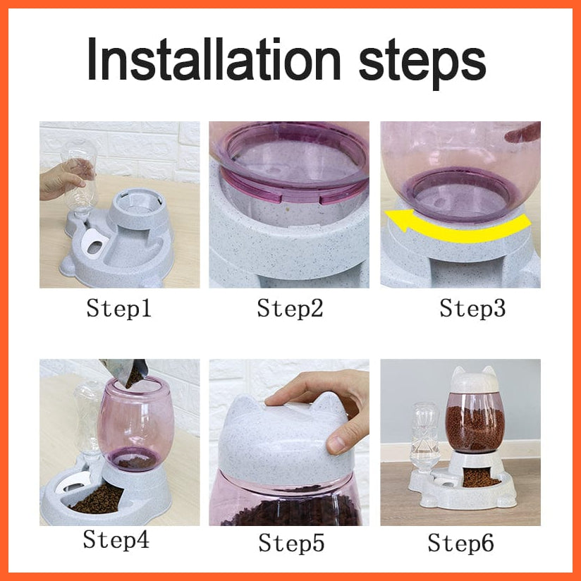 whatagift.com.au Pet Food Storage Pet Dog Cat Automatic Feeder Bowl 2.2L Drinking Water Kitten Feeding Bowls
