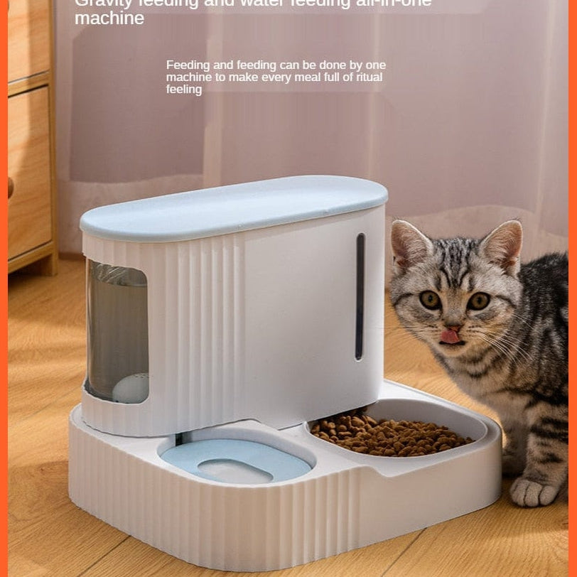 whatagift.com.au Pet Food Storage Pet Dog Cat Dual-Use Feeder Bowl | Automatic Food Drinking Fountain 3L Capacity