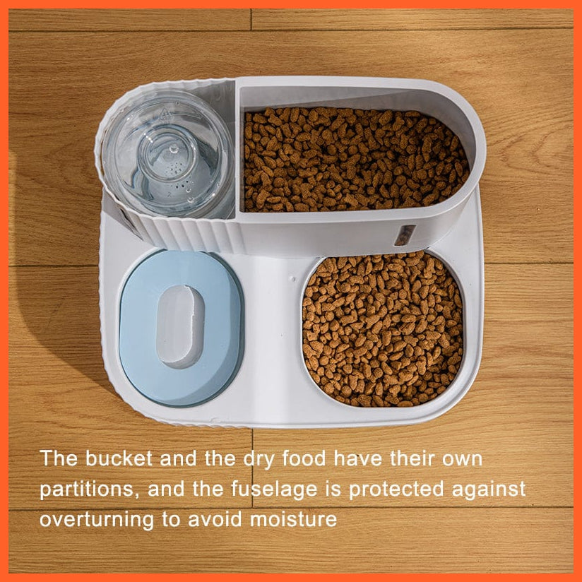 whatagift.com.au Pet Food Storage Pet Dog Cat Dual-Use Feeder Bowl | Automatic Food Drinking Fountain 3L Capacity