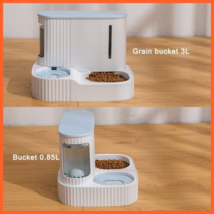 whatagift.com.au Pet Food Storage Pet Dog Cat Dual-Use Feeder Bowl | Automatic Food Drinking Fountain 3L Capacity
