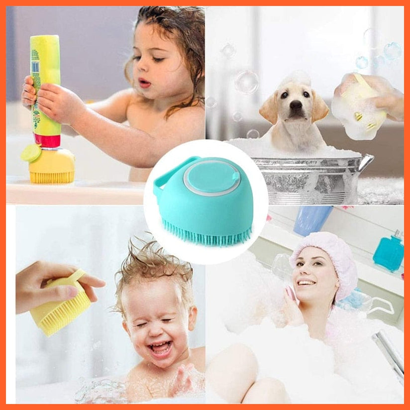 whatagift.com.au Pet Shampoo Massage Bath Brush | Soft Silicone Puppy Cat Shower Cleaning Brush| Pet Grooming Kit