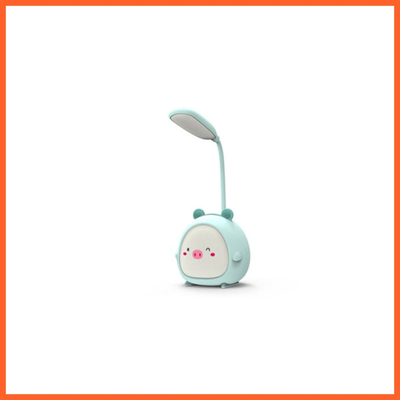 whatagift.com.au Pig-Blue Cute Rechargeable Desk Lamp | Eye Protection Bedside Table Lamps