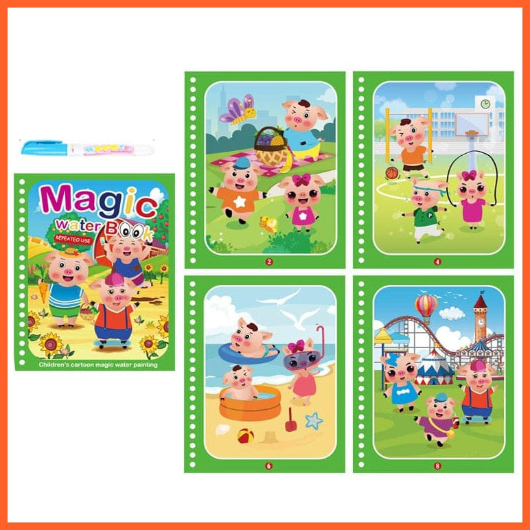 whatagift.com.au Pig Family Reusable Water Color Book For Children